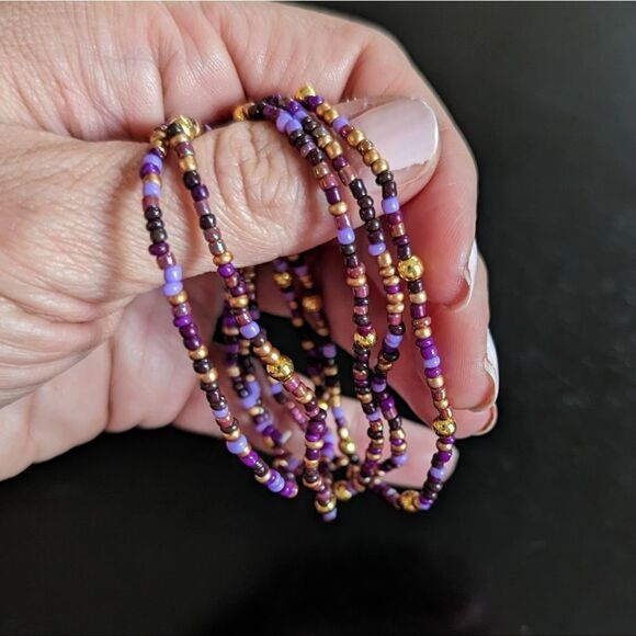 Purple Beaded Bracelets Set - Picture 6 of 6